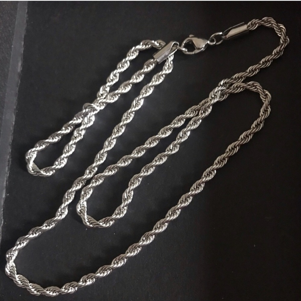 Sterling Silver 20” Rope Chain Necklace
